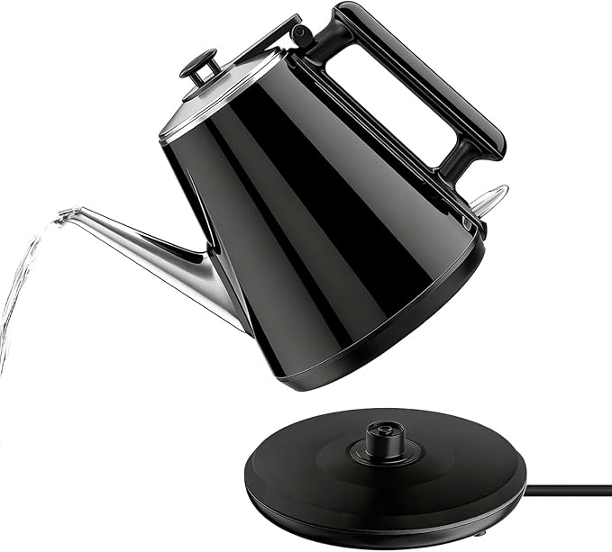 Small Gooseneck Electric Kettle 0.9L, 1000W 304 Stainless Steel | BPA Free, Auto Shut-Off & Boil-Dry Protection, Easy to Use, Vintage Design Tea Kettle Fast Boiling for Home Office Dorm RV
