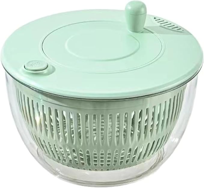 Salad Spinner for Washing & Drying Vegetables and Fruits, Lettuce Spinner with Clear Bowl & Inner Basket, Vegetable and Fruit Washing Dryer for Kitchen