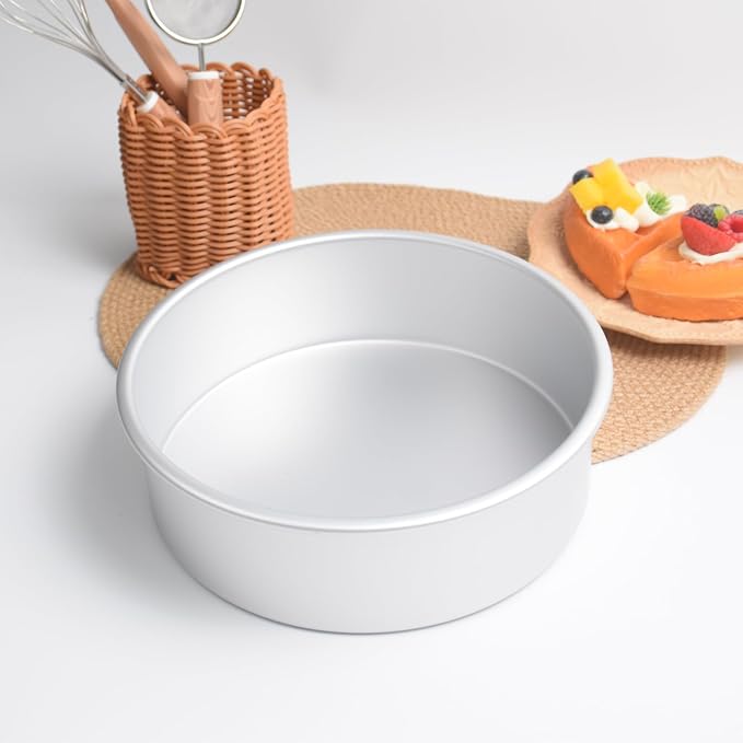 9 Inch Cake Pan, Aluminum Round Cake Baking Pans Tins For for birthday cake party cake, Non-Toxic, Only Handwasher.Silver(9×3 round Cake Pan)