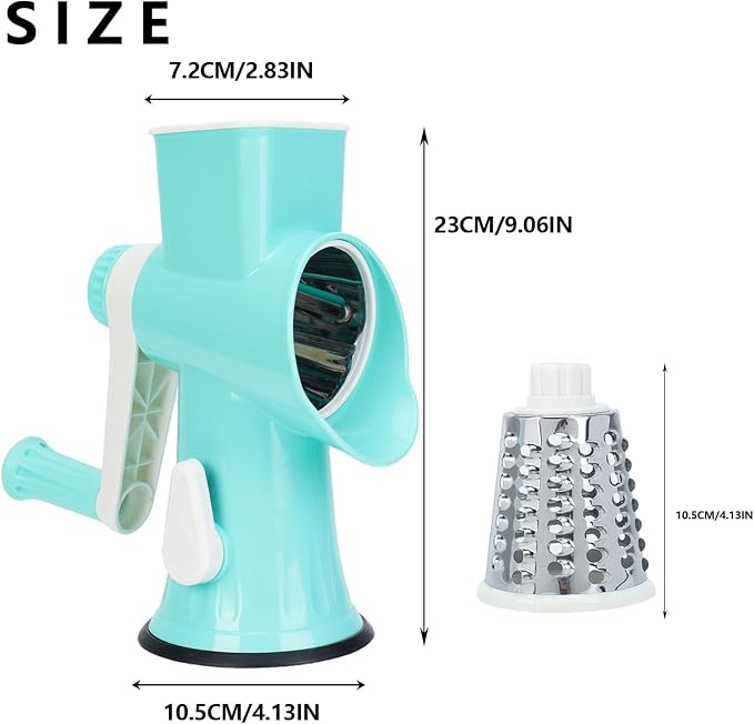 Rotary Cheese Grater with Handle-Versatile Cheese Grater | Non Slip Suction Base,Cheese Shredder&Food Slicer for Cheese,Carrots,Cucumbers,Nuts Compact&Easy Clean Kitchen Kitchen Tool