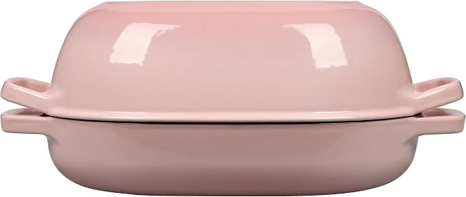 EDGING CASTING Enameled Cast Iron Oval Dutch Oven Pot with Lid, Dutch Oven for Sourdough Bread Baking, Bread Oven, Bread Dutch Oven, Oval Bread Pan, 7qt, Pink