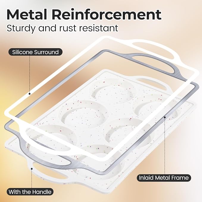 CAKETIME Muffin Top Pan Non Stick,4 Inch Metal Frame Round Egg Baking Pan for Oven English Muffins, Whoopie Pies, Corn Bread, Egg Bites, Breakfast Sandwiches Tarts Confetti