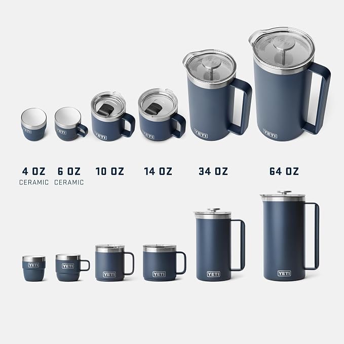 YETI Rambler 14 oz Ceramic Lined Stackable Mug, Vacuum Insulated, Stainless Steel with MagSlider Lid, Ridgeline