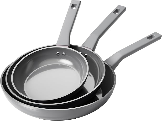 Sanho 8'' 10'' 12'' NonStick Frying Pan, Diamond-Titanium Ceramic Frying Pans Skillet, Non Stick Egg Pans with Stay Cool Handle for Induction, Dishwasher & Oven Safe, PTFE & PFOA Free, Non Toxic