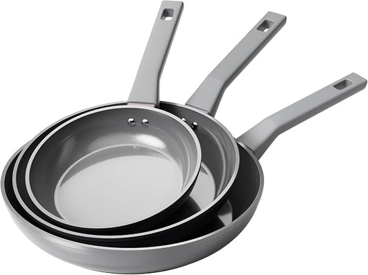 Sanho 8'' 10'' 12'' NonStick Frying Pan, Diamond-Titanium Ceramic Frying Pans Skillet, Non Stick Egg Pans with Stay Cool Handle for Induction, Dishwasher & Oven Safe, PTFE & PFOA Free, Non Toxic