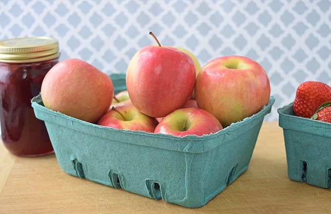 25 Pack Green Molded Pulp Fiber Berry/Produce 1.5 Quart Basket - Large Berry Basket