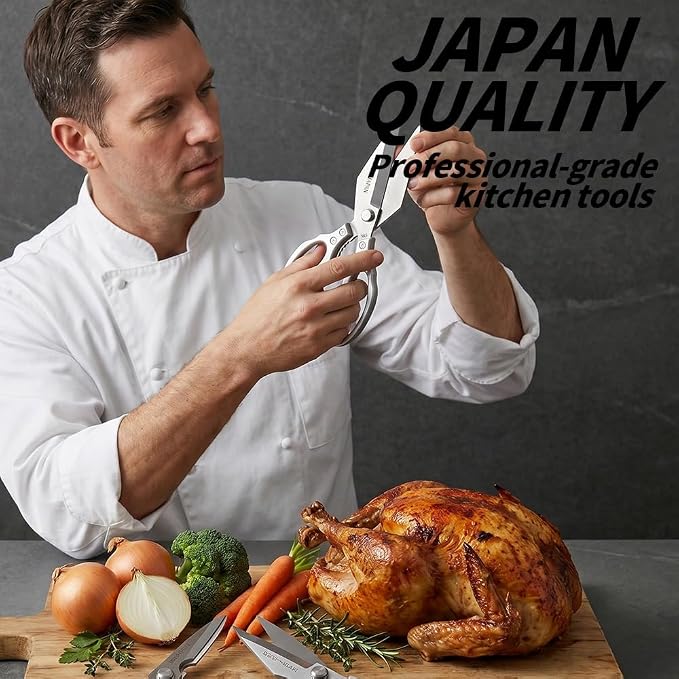 Kitchen Scissors, Kitchen Shears, Sharp Meat Cutting Scissor Dishwasher Safe, Poultry Shear Heavy Duty, Japan Cooking Kitchen Scissors Set for Food Chicken Shears, Gifts for Men Women
