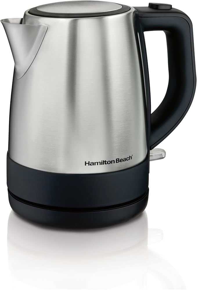 Hamilton Beach 1 Liter Electric Tea Kettle, Water Boiler & Heater | Fast Boiling 1500 Watts | BPA Free | Cordless Serving | Auto-Shutoff & Boil-Dry Protection | Mesh Filter | Stainless Steel