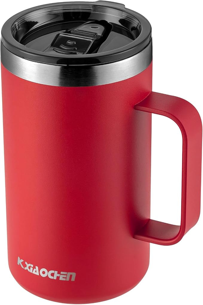 KXIAOCHEN 20 oz Insulated Coffee Mug, Coffee Cup with Lid and Wide Handle | 18/8 stainless steel, 6+ hours hot or 12+ hours cold, wide mouth, no-sweat exterior, for office, work, home and camping
