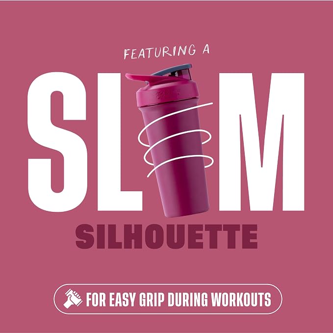 BlenderBottle Sport Sleek Stainless Steel Shaker Bottle 25 oz Raspberry