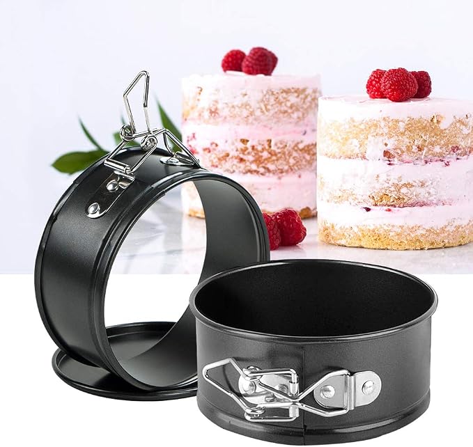Webake 4.3 Inch Mini Springform Pan Set of 2 Pieces Cheesecake Pans with Removable Bottom Deep Dish Pans Round Cake Molds IP Accessories for Mini Cheesecake, Pizza and Quiche