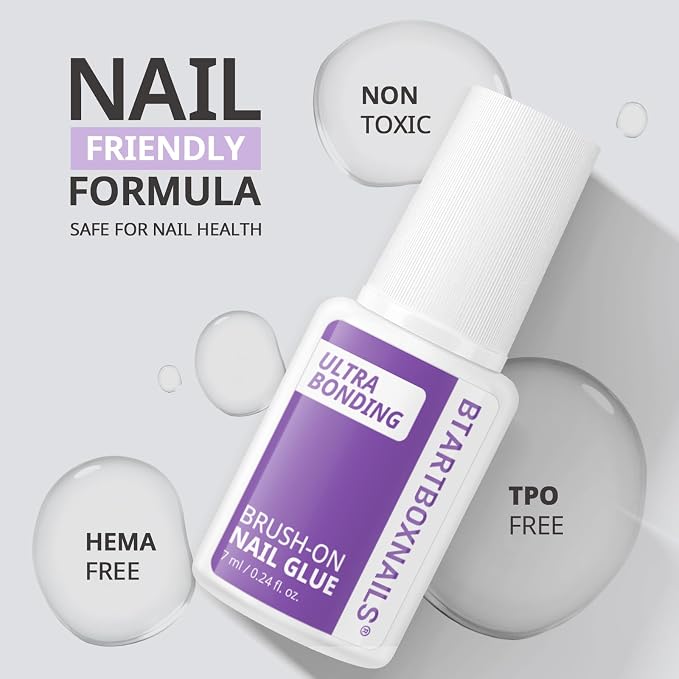 BTArtboxnails XCOATTIPS Nail Glue for Press Ons, 7ML | Brush on Glue for Press On Nails, Quick Air Dry in 10s, 2-Week Wear, Long-Lasting, Mess-Free, Easy-to-Apply for Beginners