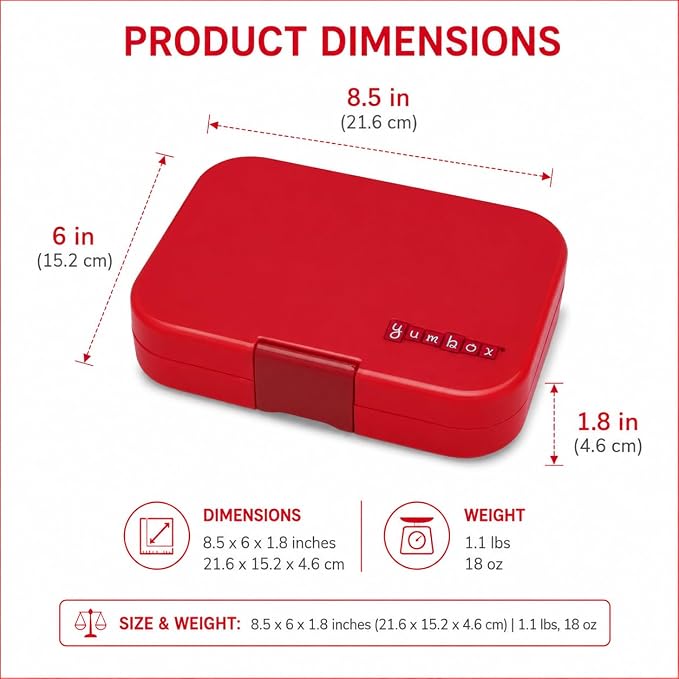 Yumbox Original Leakproof Bento Lunch Box, Wow Red Cats & Dogs | Kids Lunch box, Easy Open Latch, Lightweight, Compact, Removable Tray, BPA-Free