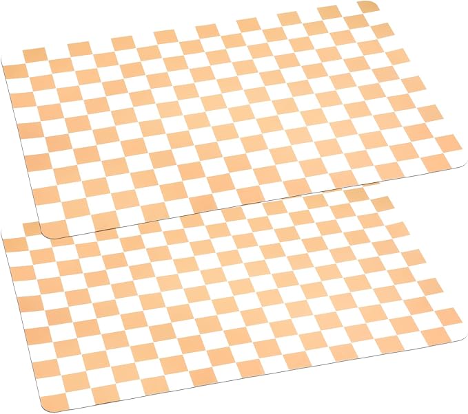 2 Pcs Checkered Silicone Baking Mat Non-stick Reusable Oven Liner, Food Grade Silicone Roasting Mat with Anti-slip Grid Design for Baking, Oven, Air Fryer(Yellow and White, 17 x 25 Inch)