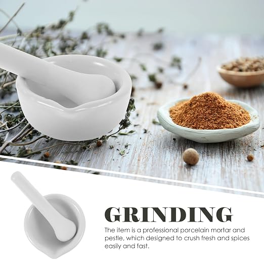 Toyvian Porcelain Mortar and Pestle Set 2 Pack Ceramic Grind Bowl with Ergonomic Pestle for Grinding Spices Garlic Pills and Medicine in Kitchen and Home Use