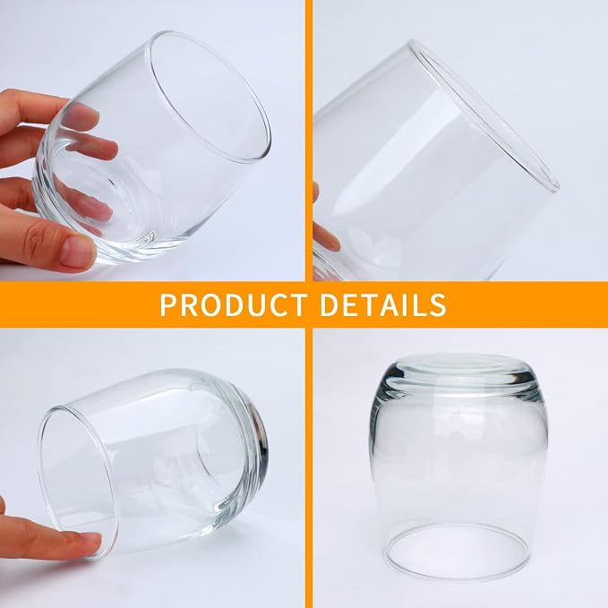 12 oz Wine Glasses,Stemless Wine Glasses Set of 24 | Wine Glass Tumbler for Red or White Wine,High-end Banquet,Party,Bar,Wedding,Gift