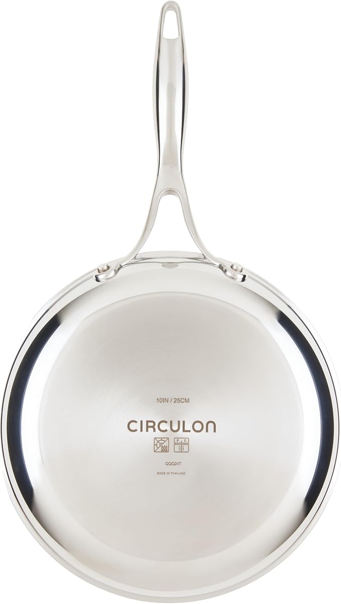 Circulon C1 Series Clad Stainless Steel with ScratchDefense Technology Cookware Nonstick Induction Frying Pans/Skillets, Metal Utensil Safe, 8.5 Inch and 10 Inch, Polished Stainless Steel