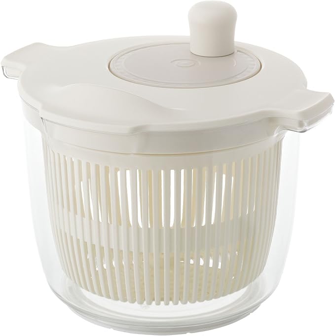 Risu Liberalista Salad Spinner, Vegetable Drainer, White, 0.6 gal (2.3 L), Made in Japan