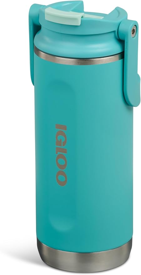 Igloo 16 oz Stainless Steel Tumbler | Flip 'n' Sip Bottle | Lagoon Teal