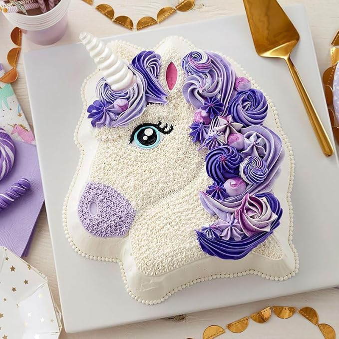 Wilton Aluminum Party Pony Cake Pan, Made Without PFAS | Natural Anodized Aluminum Bakeware, Even Heating & Rust-Resistant, Includes Decorating Guide, Perfect for Kids' Shaped Cakes