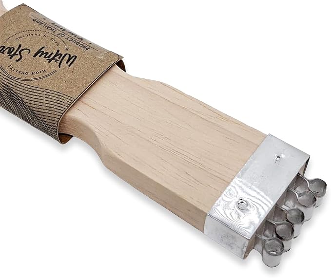 WitnyStore Coconut Grater - Vintage Kitchen Tool - Thai Traditional Style Multipurpose Easy to Use Portable Wooden Hand Held Scraper and Shredder for Fresh or Baby Coconut Meat - 7 x 1.5 x 0.5 inches