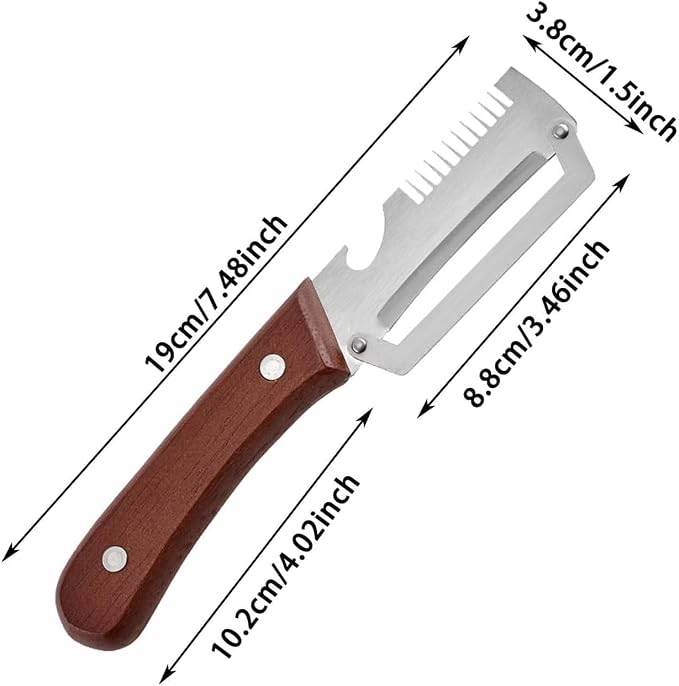 Premium Vegetable Peeler with Wooden Handle and Bottle Opener: 2-in-1 Stainless Steel Kitchen Tool for Fruit Apple Potato Pumpkin Papaya (2pcs)