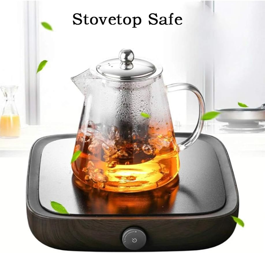 TMOST Glass Teapot with Infuser Tea Pot 950ml/32oz Tea Kettle Stovetop Safe Blooming and Loose Leaf Tea Maker Set (32oz/ 950ml)