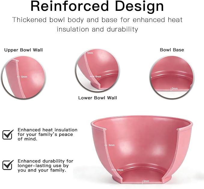 Greentainer 50 Oz Unbreakable Cereal Bowls Set of 4, Microwave and Dishwasher Safe, Reusable Plastic Soup Bowl for Salad, Oatmeal, Rice, Fruit, Snacks, BPA-Free (Pink)
