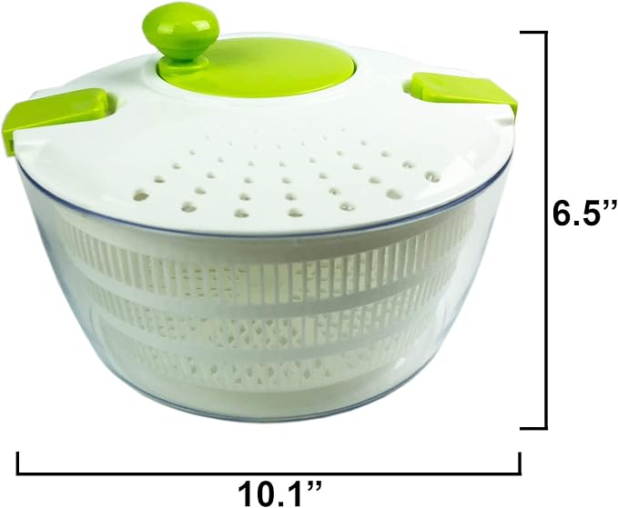 HUJI Salad Spinner and Mandoline Multifunctional Set, Vegetable Dryer With 6 Blades and Pouring Spout - 4L (2PK)
