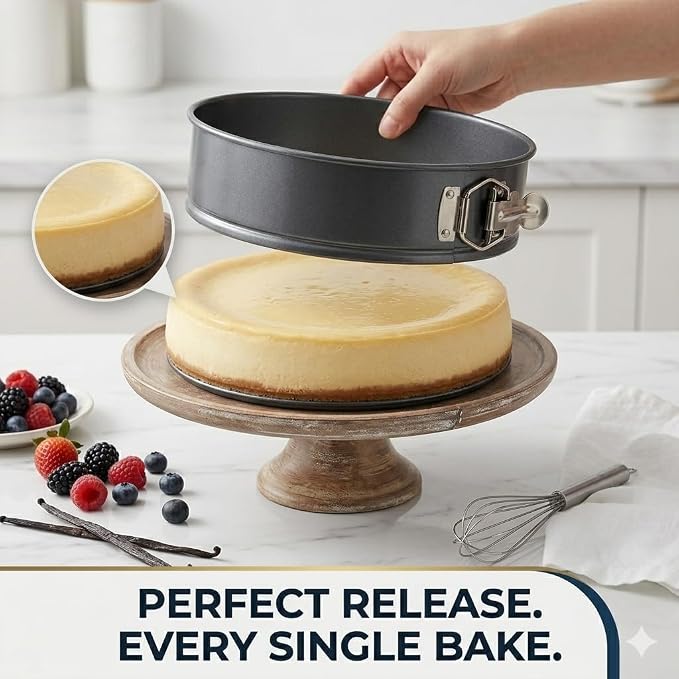 9 Inch Springform Pan with Silicone Water Bath Tray & 30 24-Inch Piping Bags – Nonstick Leakproof Cheesecake Pan, PFOA-Free, Oven & Air Fryer Safe 450°F, 24-Inch Pastry Bags