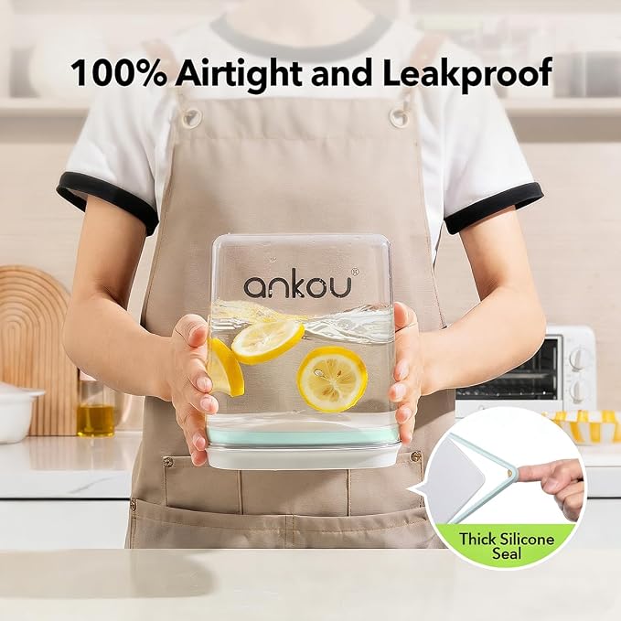 Food Storage Container Sets, 2.8 Qt + 4.2 Qt Airtight Canisters with Lids and 130ml Scoop, BPA-Free Plastic Pantry Containers for Flour, Sugar, Rice