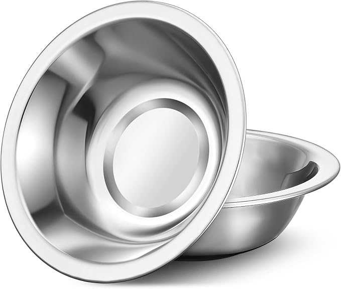 304(18/8) Stainless Steel Mixing Bowls for Kitchen, 2 Pack 8.7" 34.88 fl.oz Metal Mixing Bowls Thickened Set Stackable for Baking Serving Cooking Food Prep Storage Dishwasher Safe Heavy Duty