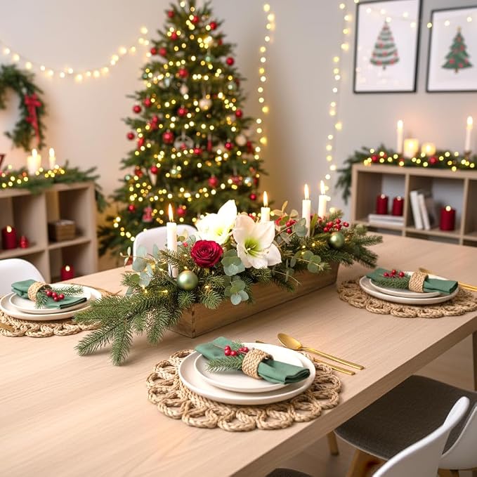 13.8" Corn Husk Woven Round Placemats Set of 4 - Wicker Boho Farmhouse Placemats - Rattan Table Mats Like Water Hyacinth for Dining Table, Wedding, Home, Christmas, Party