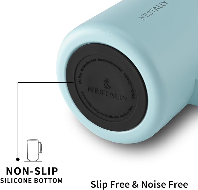 NESTALLY Cozy 20oz Insulated Coffee Mug with Handle & Lid, Mint Green | Stainless Steel Double Wall Vacuum Travel Mug for Hot & Cold Drinks, Reusable Coffee Tumbler, Non-Slip Base, BPA-Free
