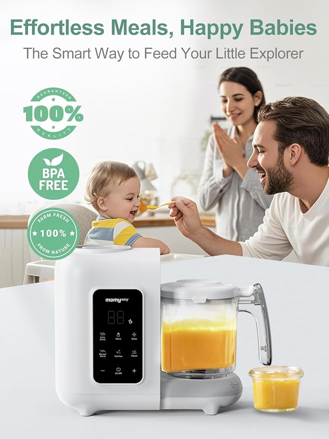 MOMYEASY Baby Food Maker, Baby Food Processor with Steam & Grinding | Auto Cooking Self-Cleaning, 5 in 1 Baby Food Steamer and Puree Blender, Healthy Homemade Baby Puree, BPA-Free