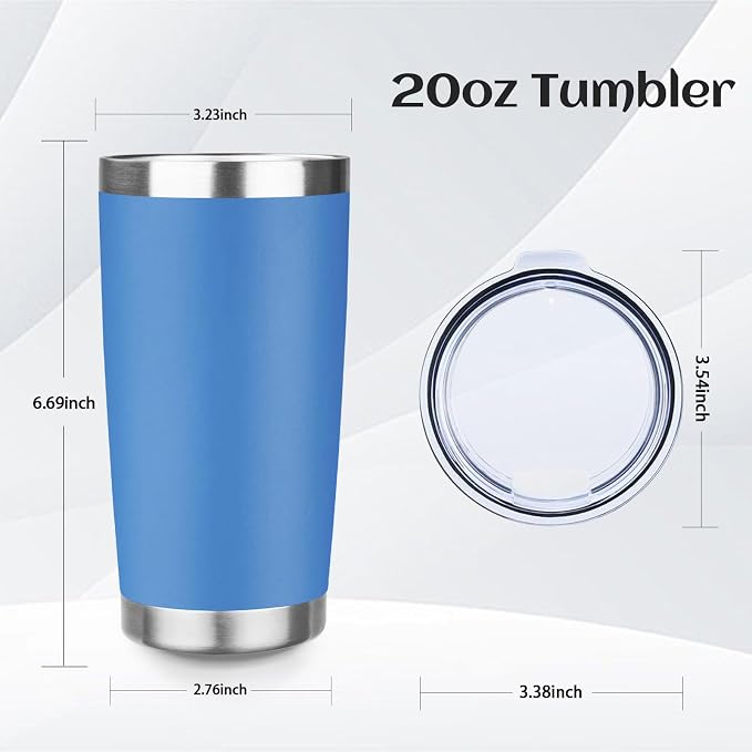StarSpeed 20oz Stainless Steel Travel Coffee Tumbler,Light Blue | Travel Coffee Mug,Spill-proof Lid,Double Wall,BPA-free Travel Cups,Insulated Cup Fits Car Cupholders