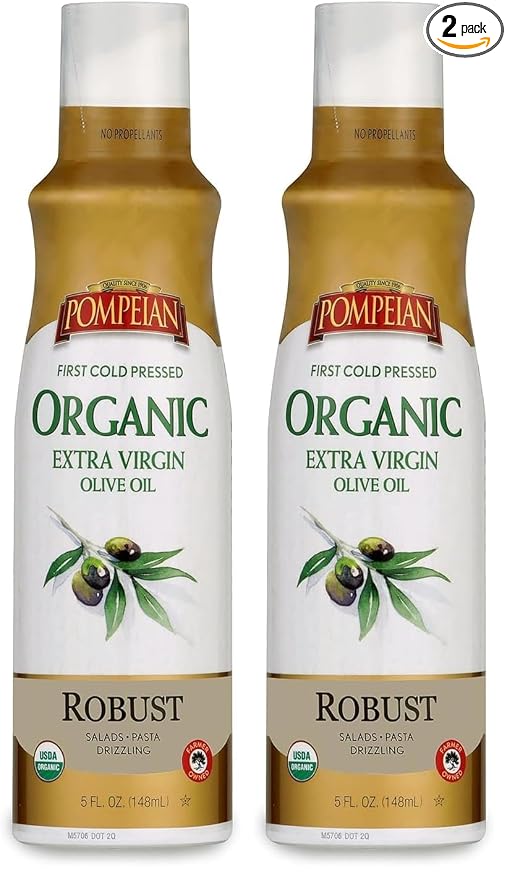 Pompeian USDA Certified Organic Extra Virgin Olive Oil Non-Stick Cooking Spray, No Propellants, 5 Fl Oz (Pack of 2)