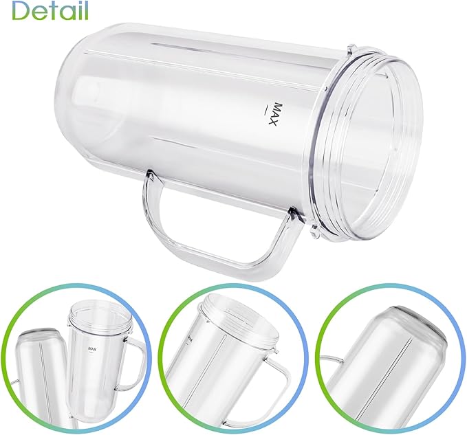 5-piece Magic Bullet Blender Cups, Tall 22oz Cup with Flip-Top To-Go Lid, Cross Blade, Blender Replacement Parts, Mug with Handle Compatible with Magic Bullet 250w MB1001