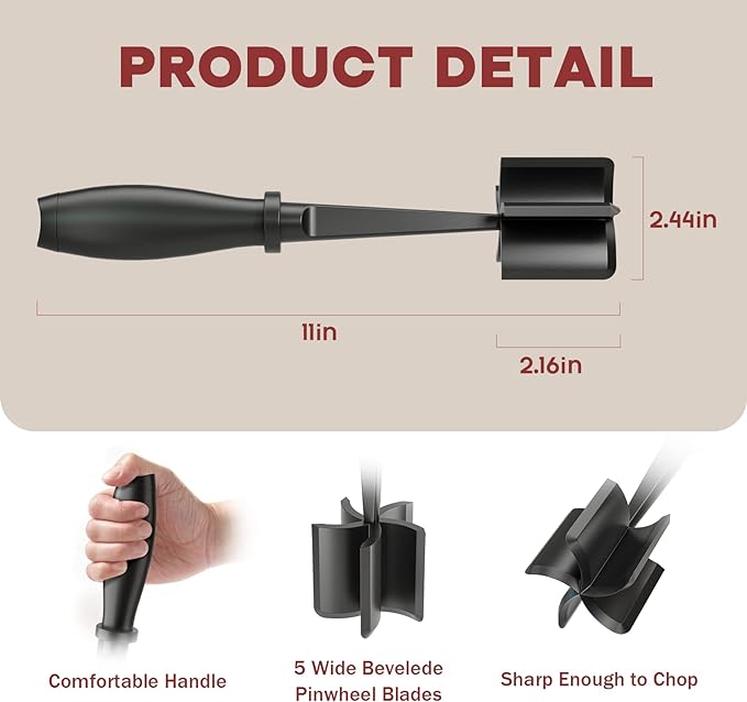 2Pack Meat Chopper Upgrade Hamburger Smasher, Masher for Ground Beef | Heat Resistant, Food-Grade Nylon, for Ground Turkey/Chicken and More, Non Stick Mix Grinder, Dishwasher Safe, Black