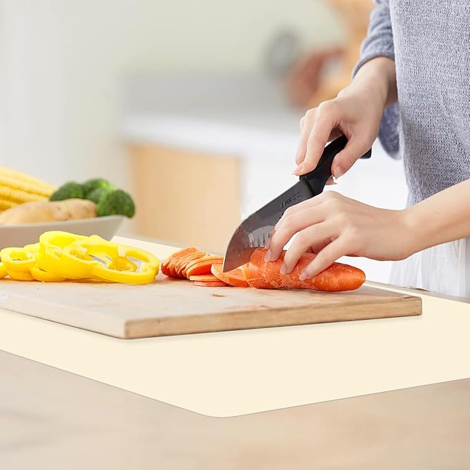 Extra Large Silicone Mats for Countertop - Counter Table Protector Placemats for Baking Crafts, Kids Dinner Placemat Nonstick Nonskid Heat-Resistant Kitchen Pad, 23.6'' x 15.7'', Beige