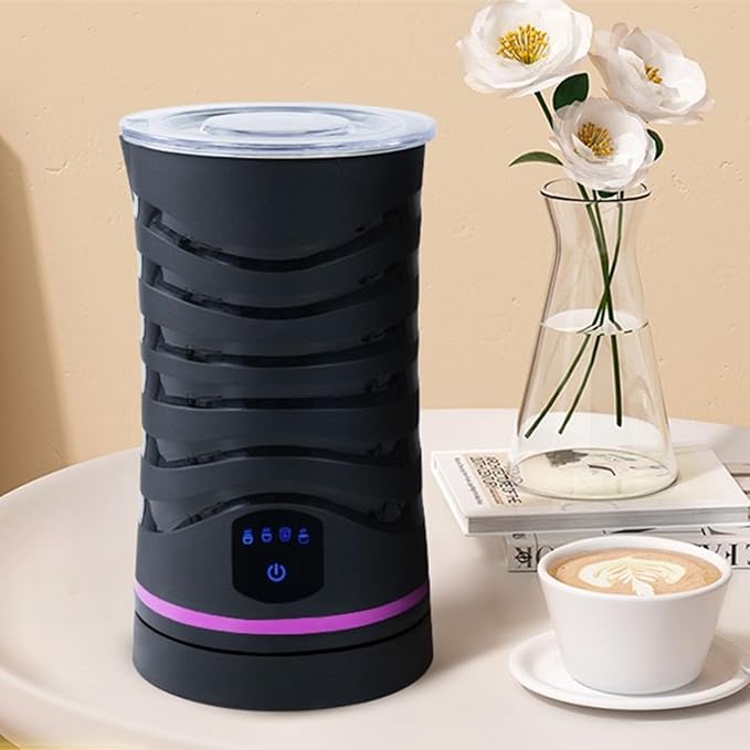 Milk-Frother, 4-in-1 Milk-Steamer-and-Frother, Hot & Cold Foam Milk Warmer with Temperature Control, Auto Shut-Off Frothers for Coffee, Latte, Cappuccino, Macchiato