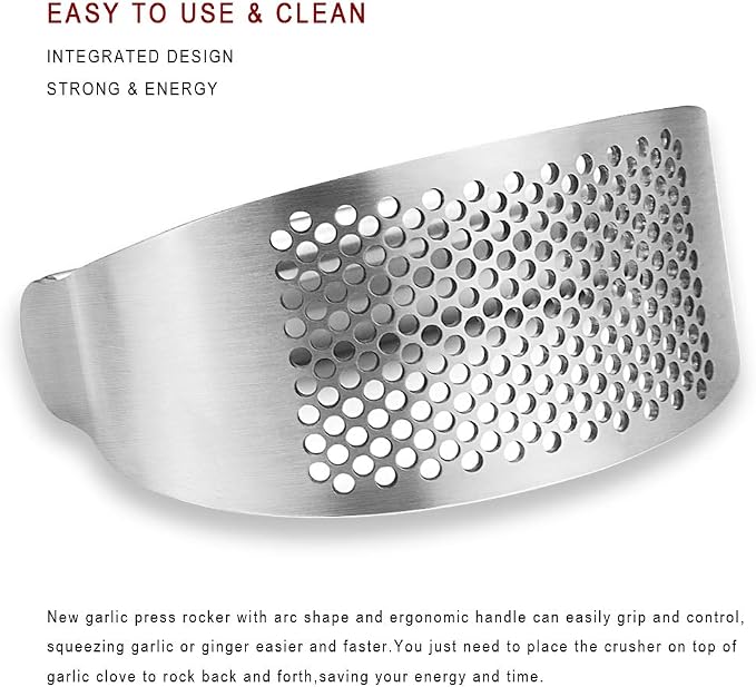 Stainless Steel Garlic Press Rocker, with Bottle Opener | Garlic Crusher Squeezer, with Bottle Opener, Fast Crusher, Easy Clean, Kitchen Tool