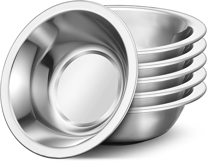 304(18/8) Stainless Steel Mixing Bowls for Kitchen, 6 Pack 7" 21.22 fl.oz Metal Mixing Bowls Set Stackable for Baking Serving Cooking Food Prep Storage Dishwasher Safe Heavy Duty
