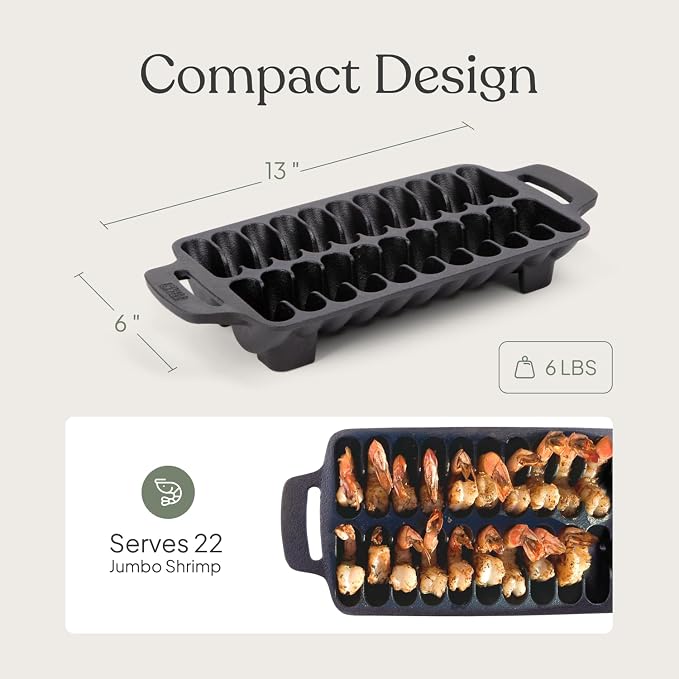 TOMO Cast Iron Shrimp Grill Pan