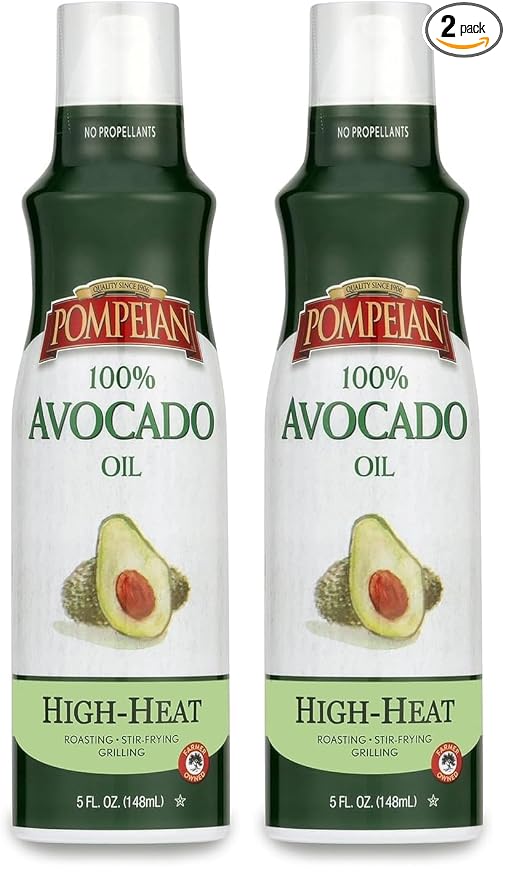 Pompeian 100% Avocado Oil Cooking Spray, Mildly Nutty Flavor, Perfect for High-Heat Cooking, Roasting and Stir-Frying, Naturally Gluten Free, Non-Allergenic, Non-GMO, No Propellant, 5 FL. OZ.