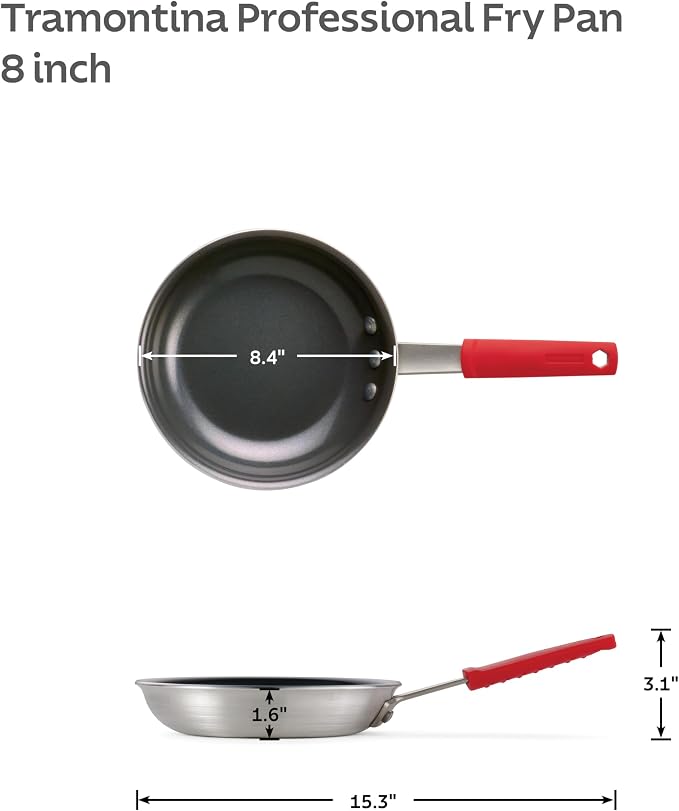 Tramontina Professional 8-Inch Ceramic Non Stick Small Frying Pan | Heavy-Gauge Aluminum Skillet with Ceramic Nonstick Coating, Dishwasher and Oven Safe, Black, Made in Brazil