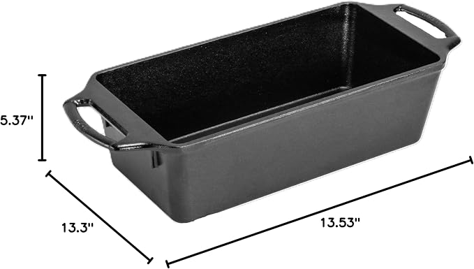 Lodge Seasoned Cast Iron Loaf Pan 10 Inches - Pre-Seasoned Rectangular Cast Iron Bakeware- Even Browning Bread Pan with Easy-Release Finish - PFAS-Free Non-Toxic Cookware
