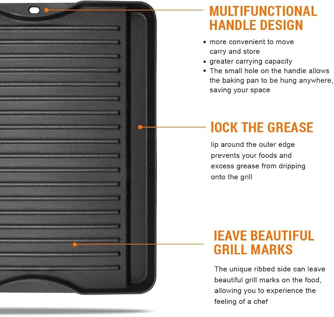 GGC Reversible Cast Iron Grill Griddle for All Camp Chef 14" and 16" Stoves, Double Side Griddle for Camp Chef Explorer 2-Burner, 3-Burner, Single Burner Stove, Cooking Surface 14" x 16"
