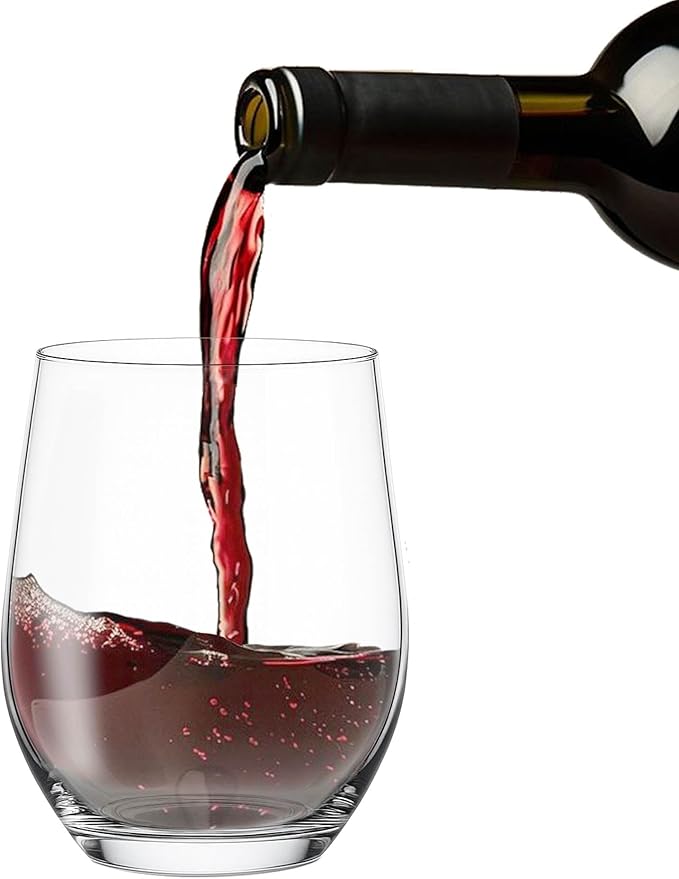 Stemless Wine Glasses Set of 24, Clear Beverage Glasses for Red & White Wine, Cocktails, Scotch, Juice and Water, No Stem Glassware Set for Parties, Events, Restaurants and Bars