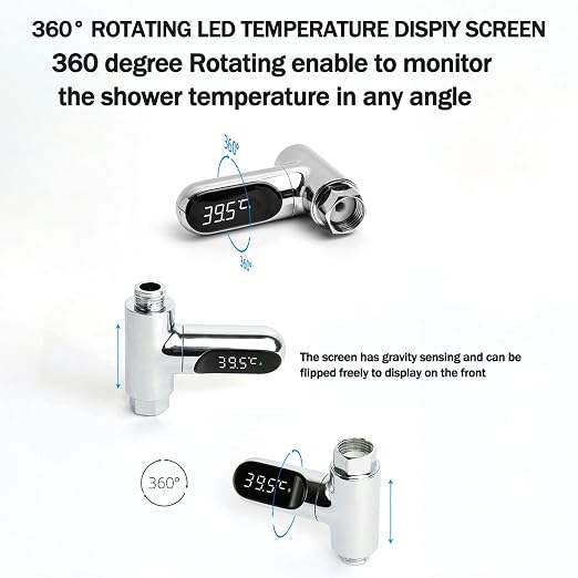 Shower Temperature Instant-Read Thermometer Display Shower Timer 360°Rotating Screen Led Water New Type Digital Gauge for Baby Kids Home Bathroom Kitchen